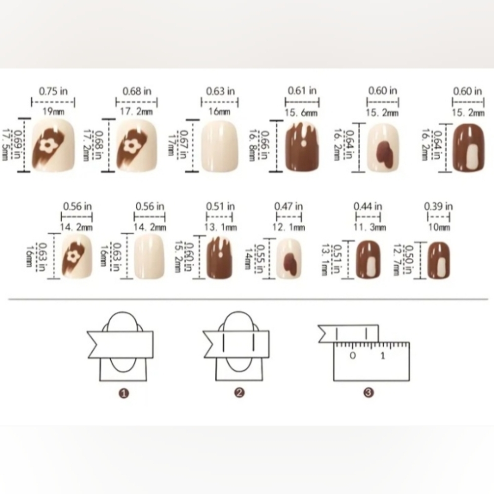 Press On Nails Glossy Short Square Pastel Floral 24 Pcs NWT - Picture 5 of 6